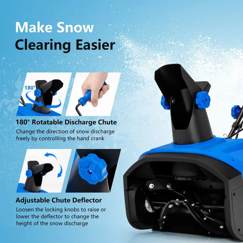 120V Electric Snow Thrower with 180¡ã Rotating Chute and Foldable Handle