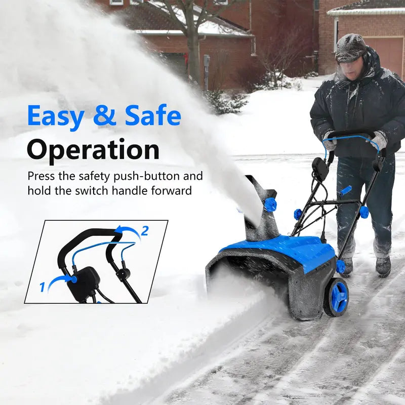120V Electric Snow Thrower with 180¡ã Rotating Chute and Foldable Handle