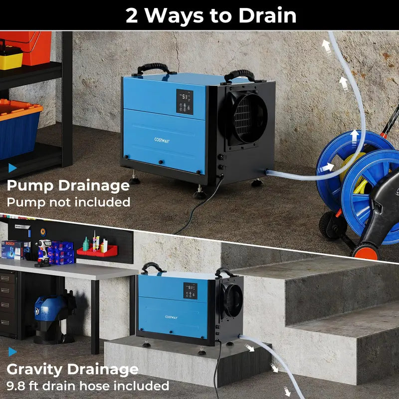 124-Pint Crawl Space Dehumidifier ¨C Designed for 1.300 Sq. Ft Areas with 9.8-Foot Drain Hose & Remote Panel