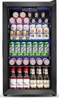 126-Can Beverage Cooler with Tempered Glass Door ¨C Mini Fridge for Soda. Beer & Wine