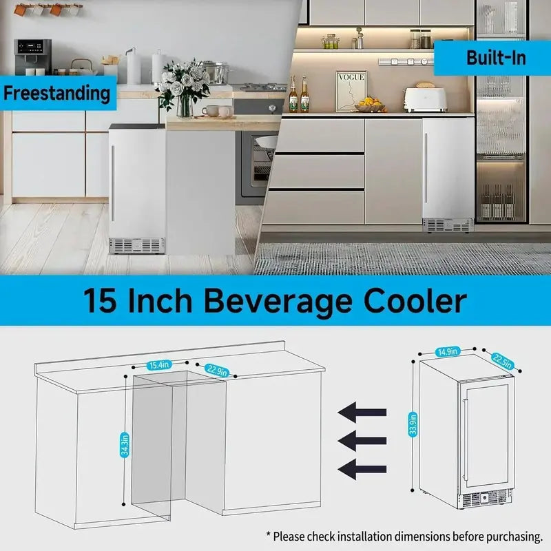 126-Can Beverage Cooler with Tempered Glass Door ¨C Mini Fridge for Soda. Beer & Wine