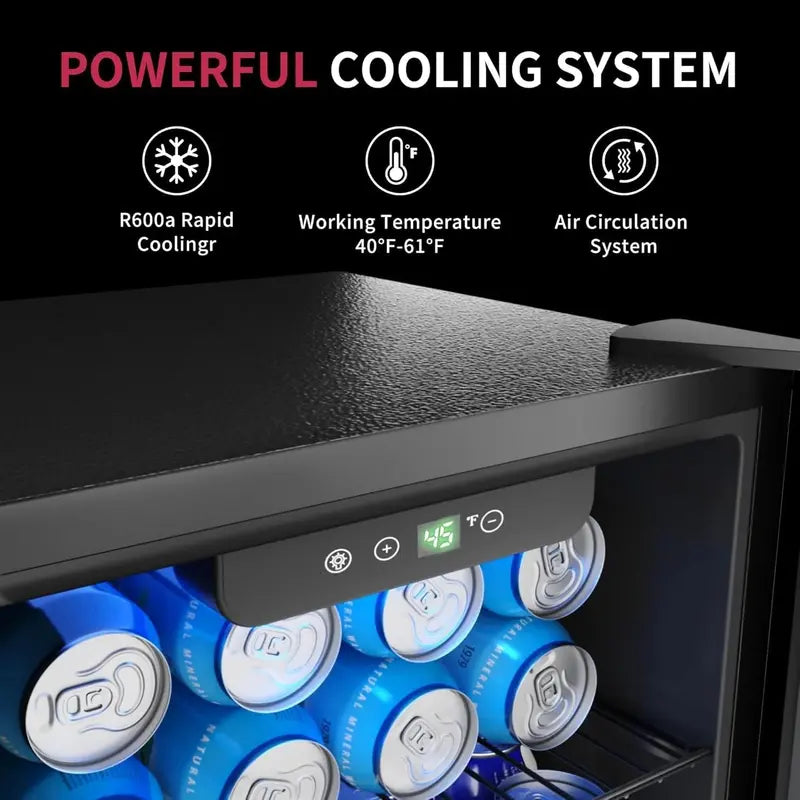 126-Can Beverage Refrigerator Cooler ¨C Glass-Door Mini Fridge for Soda. Beer & Wine ¨C Silver with Adjustable Shelves