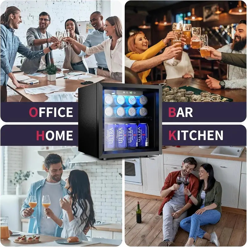 126-Can Beverage Refrigerator Cooler ¨C Glass-Door Mini Fridge for Soda. Beer & Wine ¨C Silver with Adjustable Shelves