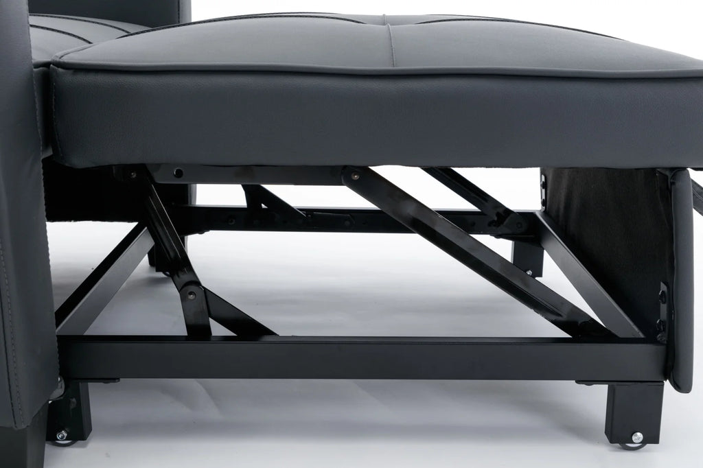 Convertible Futon Sofa Bed. 3 - in - 1 Multi - Functional Sleeper Chair Bed with USB Ports. Adjustable Backrest Recliner. for Living Room Bedroom Small Space. Tech Cloth. Dark Grey