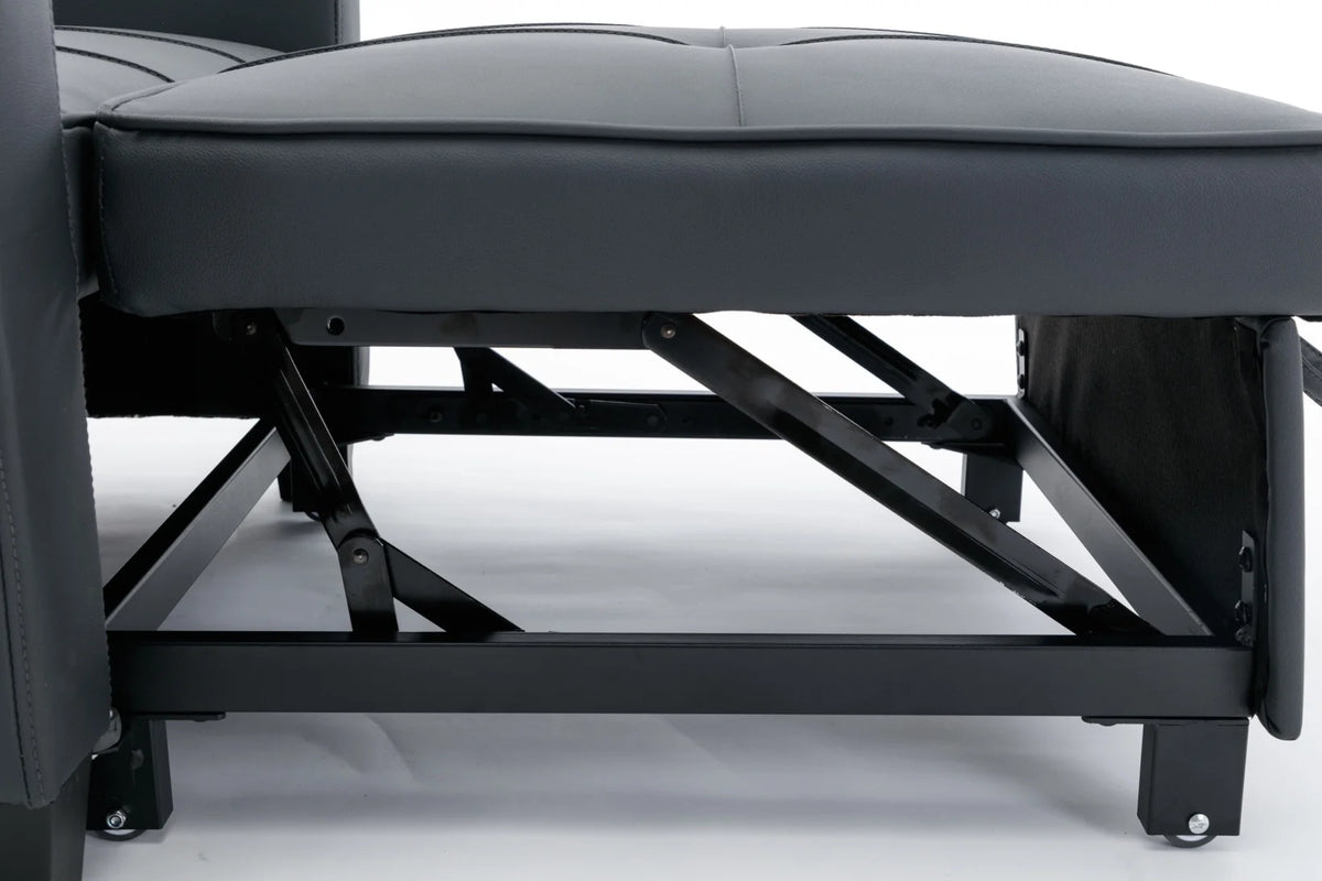 Convertible Futon Sofa Bed. 3 - in - 1 Multi - Functional Sleeper Chair Bed with USB Ports. Adjustable Backrest Recliner. for Living Room Bedroom Small Space. Tech Cloth. Dark Grey