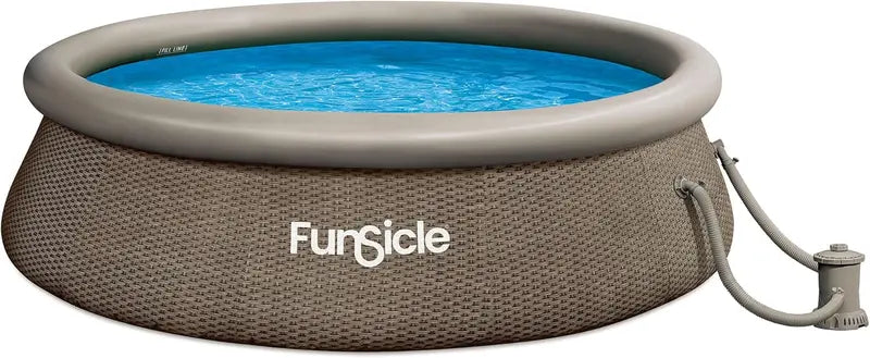 12ft Round Above-Ground Inflatable Pool ¨C Easy-Setup Top-Ring Design. Includes Filter Pump &amp; 36in Wall Height