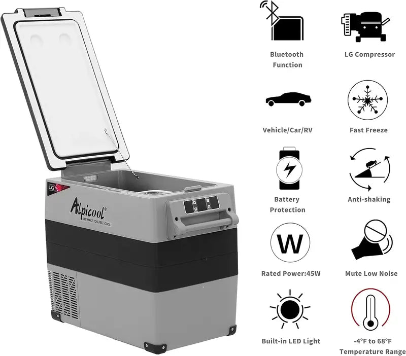 12V/24V Portable Car Refrigerator ¨C 42-Quart Dual-Zone Freezer for RVs. Trucks. and Outdoor Adventures (-4¡ãC to 68¡ãC)