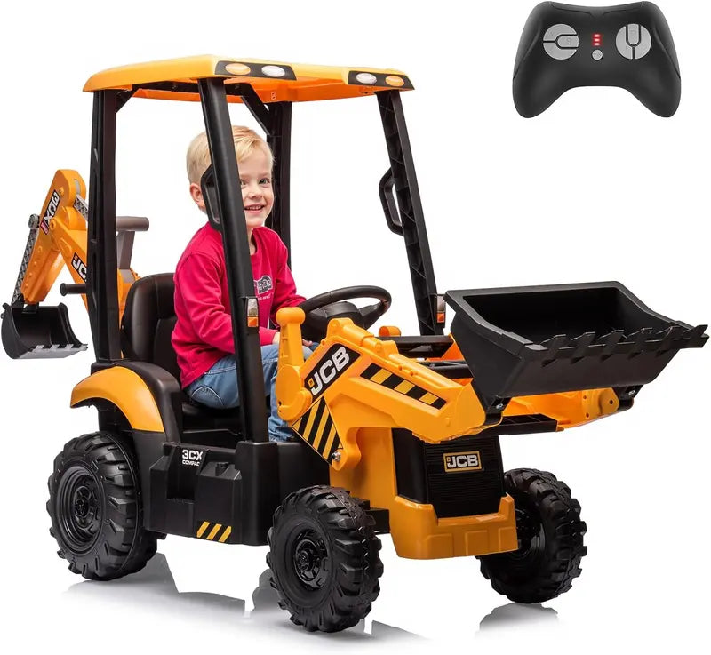 12V JCB Ride-On Excavator Toy ¨C Realistic Digging Arm. Adjustable Speeds. Slow Start/Stop & Ages 4¨C8