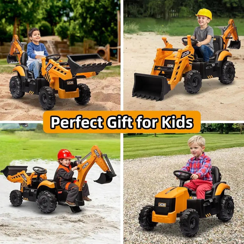 12V JCB Ride-On Excavator Toy ¨C Realistic Digging Arm. Adjustable Speeds. Slow Start/Stop & Ages 4¨C8