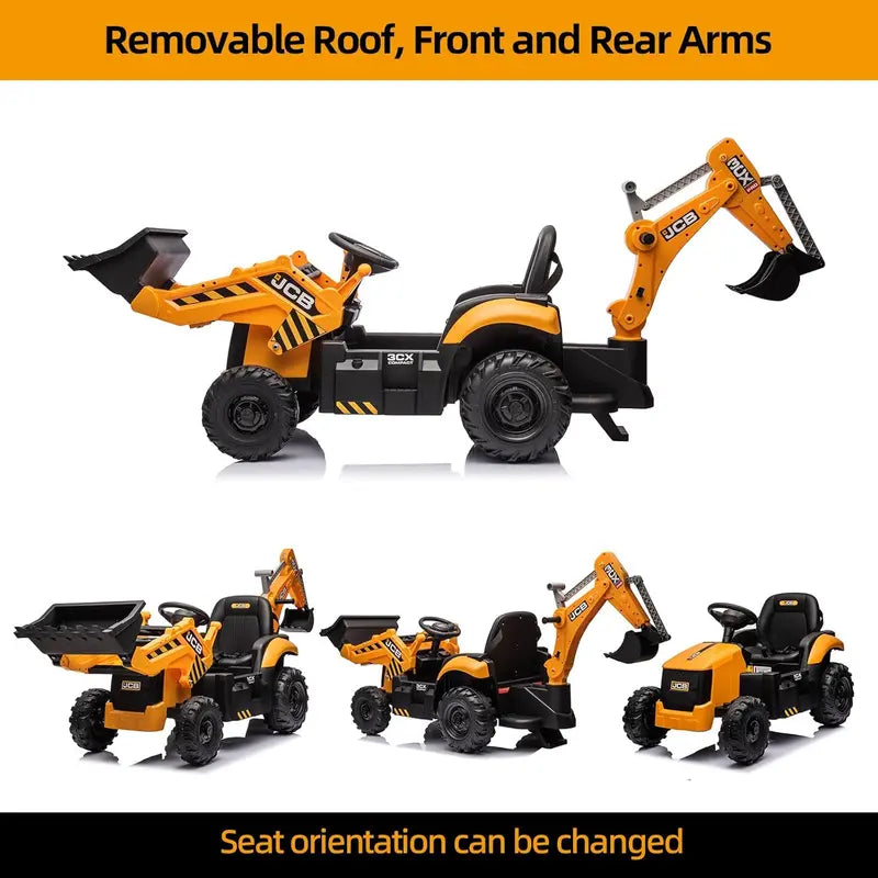 12V JCB Ride-On Excavator Toy ¨C Realistic Digging Arm. Adjustable Speeds. Slow Start/Stop & Ages 4¨C8
