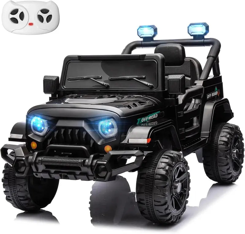 12V Kids Electric Ride-On Truck ¡ª Remote-Controlled. Twin 35W Motors. 3.5 MPH Max Speed. Bluetooth Speaker. LED Lights. Safety Belt