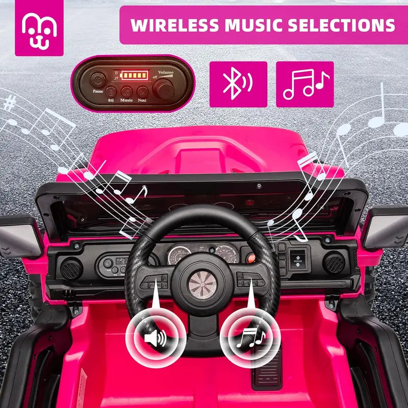 12V Kids Electric Ride-On Truck ¡ª Remote-Controlled. Twin 35W Motors. 3.5 MPH Max Speed. Bluetooth Speaker. LED Lights. Safety Belt