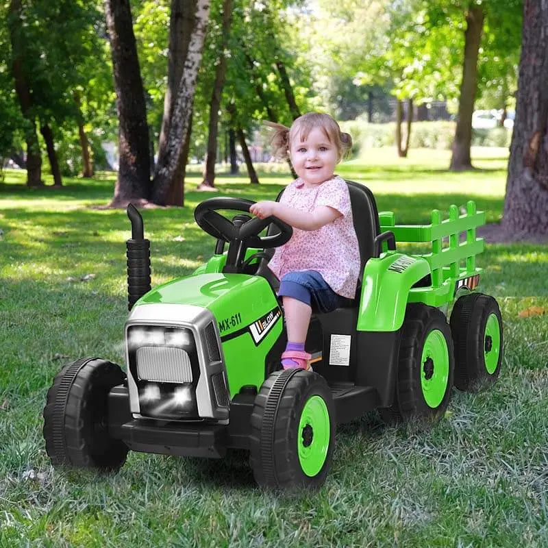 12V Kids Ride-On Tractor with Trailer ¨C Battery-Powered Electric Farm Vehicle Featuring 3-Speed Transmission & Loader Function