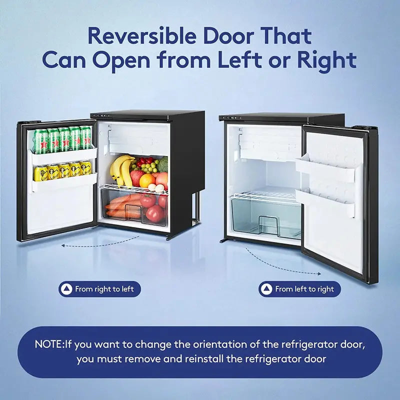 12V RV Refrigerator Freezer ¨C 2.3 cu ft / 65L Compact Dual-Zone Portable Fridge
