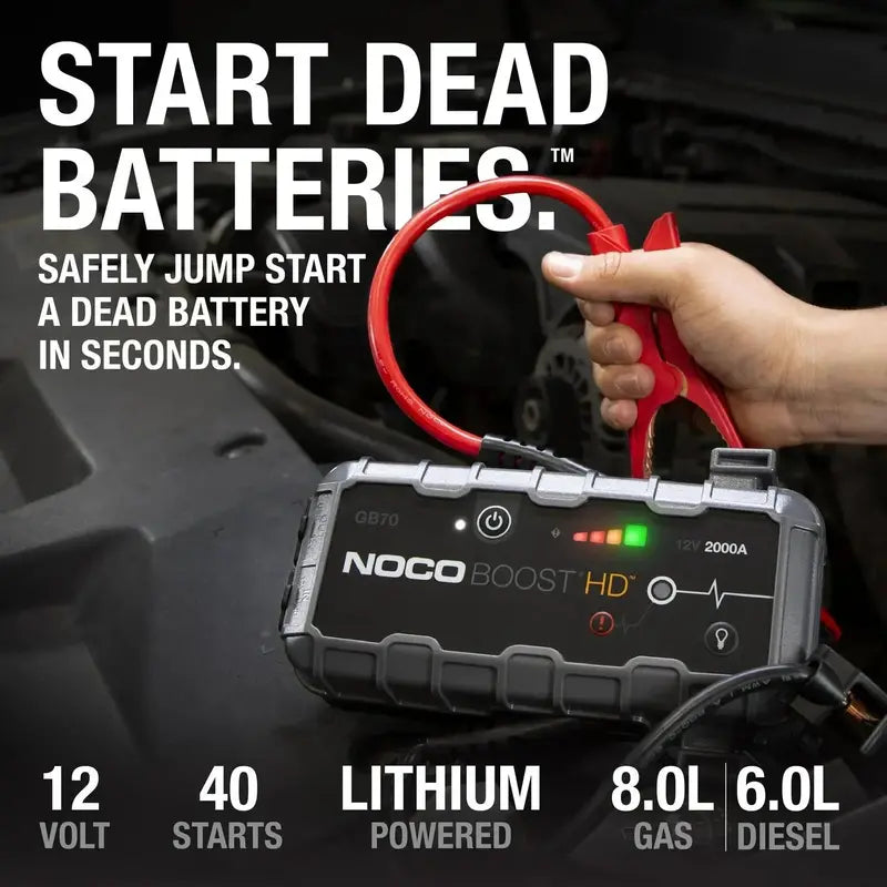 12V UltraSafe Lithium Jump Starter ¨C 2000A Portable Power Pack for Emergency Starts