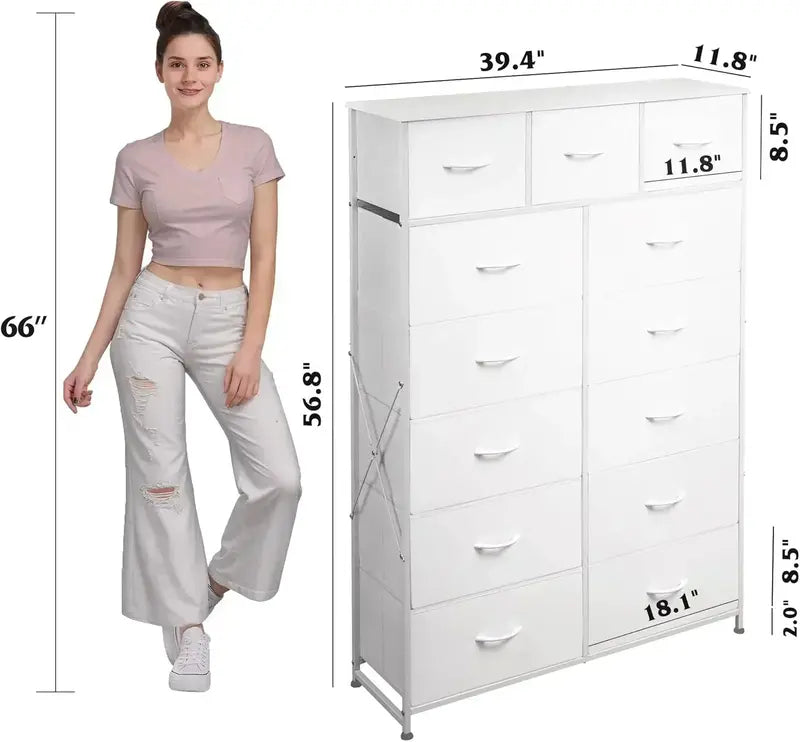 13-Bin Steel-Frame Storage Organizer ¨C Heavy-Duty WLIVE Fabric Drawer Tower for Home & Office