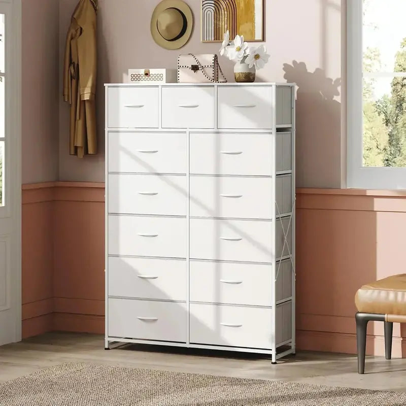 13-Bin Steel-Frame Storage Organizer ¨C Heavy-Duty WLIVE Fabric Drawer Tower for Home & Office