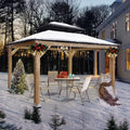 13 ft W x 11 ft D Solid Wood Patio Gazebo ¨C Premium Hardwood Outdoor Shelter