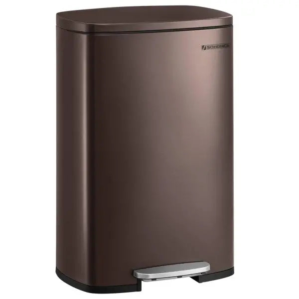 13-Gallon Stainless Steel Kitchen Trash Can ¨C Step-On. Soft-Close. Removable Bucket. Brown Finish