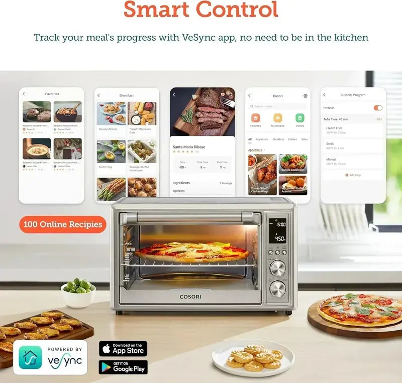13-in-1 Smart Air Fryer Toaster Oven with App & Voice Control ¨C 32-Quart Convection Countertop Oven