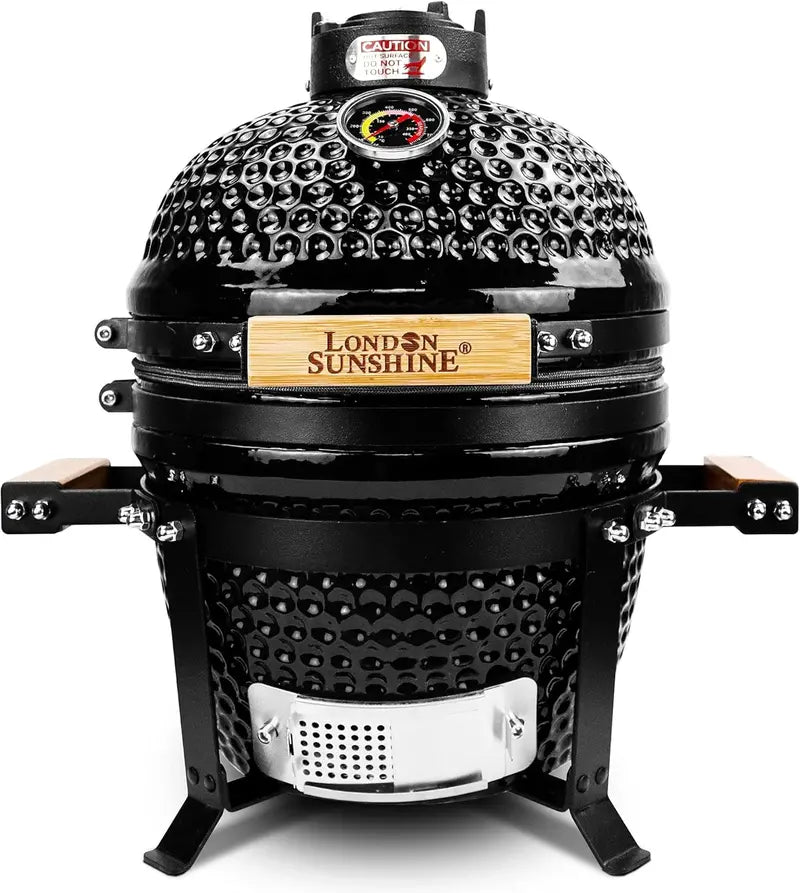 13-Inch Ceramic Kamado-Style Charcoal Grill ¨C Compact Portable BBQ in Bold Red