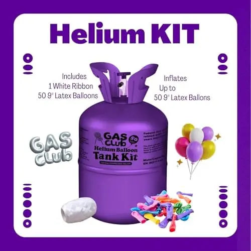13-Liter Portable Helium Tank ¨C Inflates Up to 50 Latex Balloons for Home Events