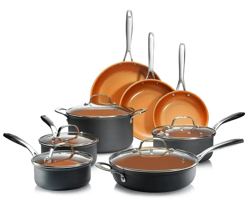 13-Piece Ceramic Nonstick Cookware Set ¨C Lightweight. Eco-Friendly Kitchen Pots and Pans Collection