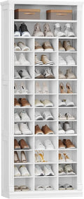13-Tier Wooden Shoe Storage Cabinet with Open Cubby Design