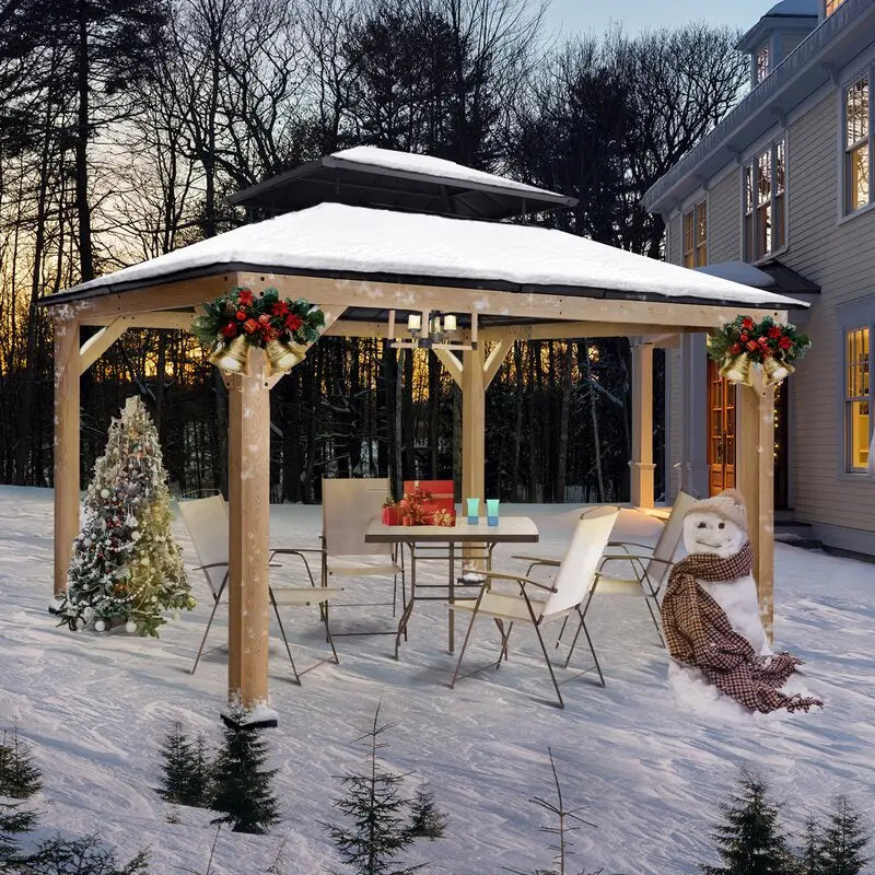 13′ x 11′ Natural Wood Patio Gazebo with Traditional Craftsmanship