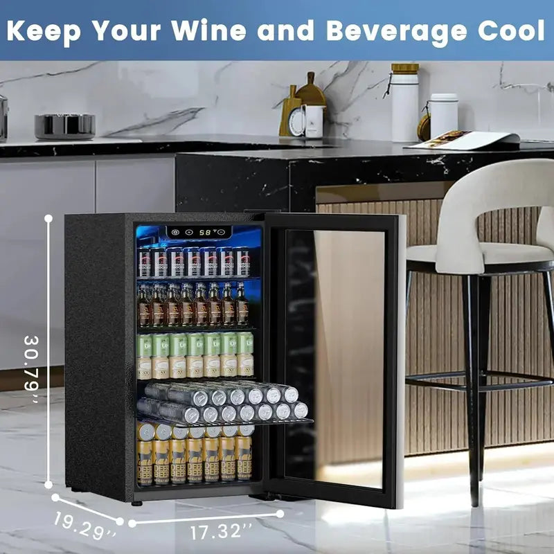 130-Can Adjustable-Temp Beverage Refrigerator ¨C Freestanding Drink Cooler with Digital Controls