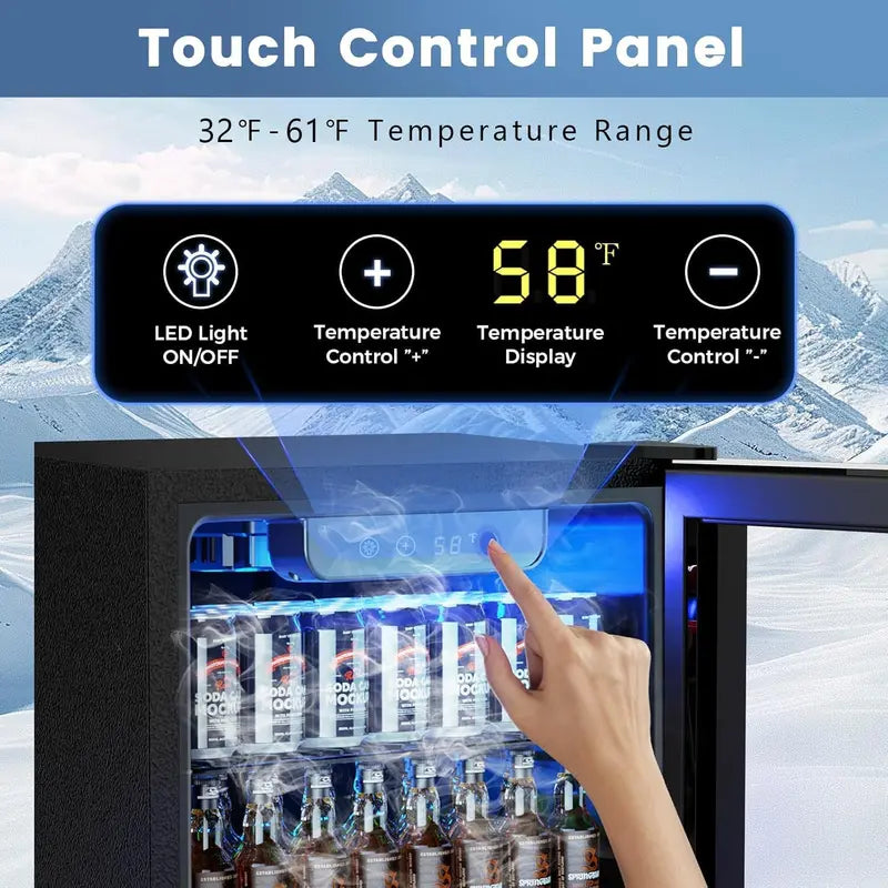130-Can Adjustable-Temp Beverage Refrigerator ¨C Freestanding Drink Cooler with Digital Controls