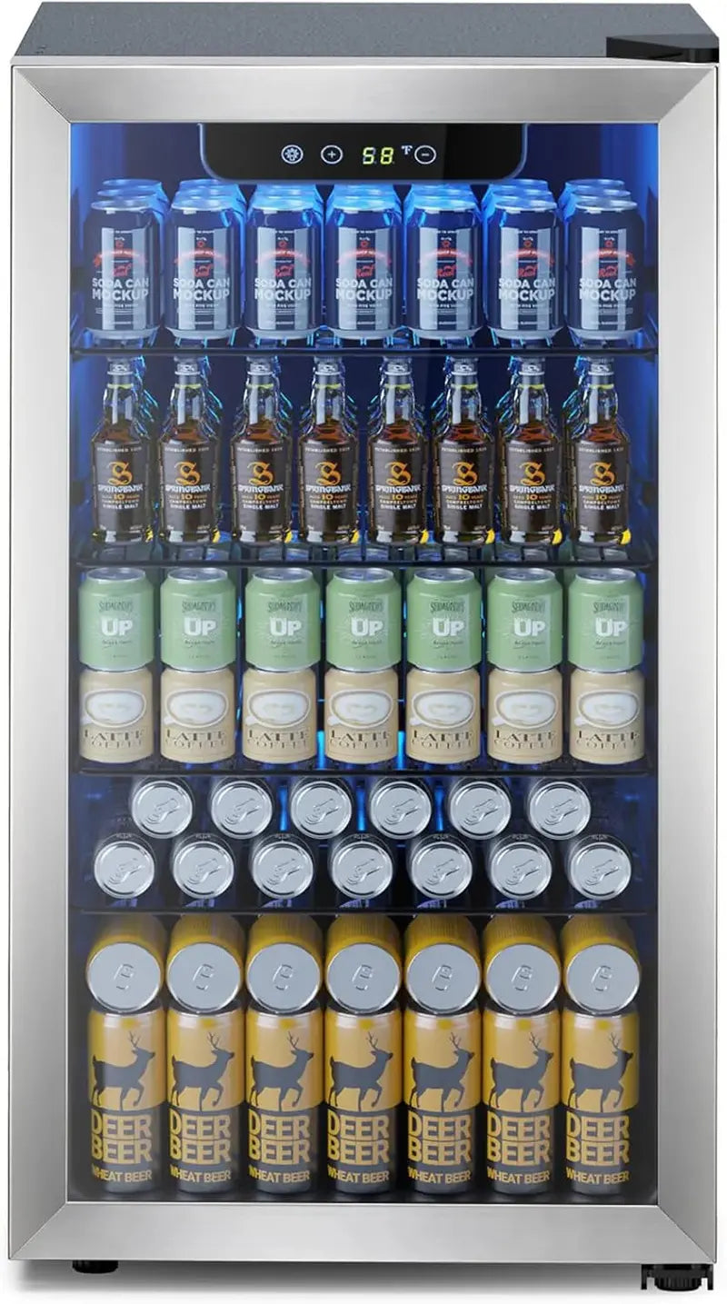 130-Can Compact Beverage Cooler ¨C 3.2 Cu. Ft. Mini Fridge with Adjustable Temp Control. Ideal for Home or Office