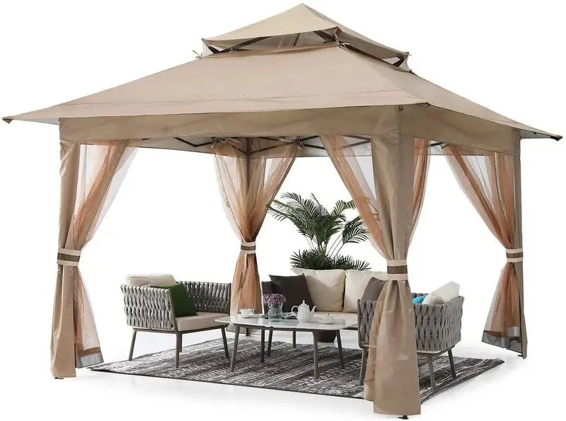 13¡Á13 ft Pop-Up Outdoor Gazebo with Mosquito Netting and Canopy Shelter