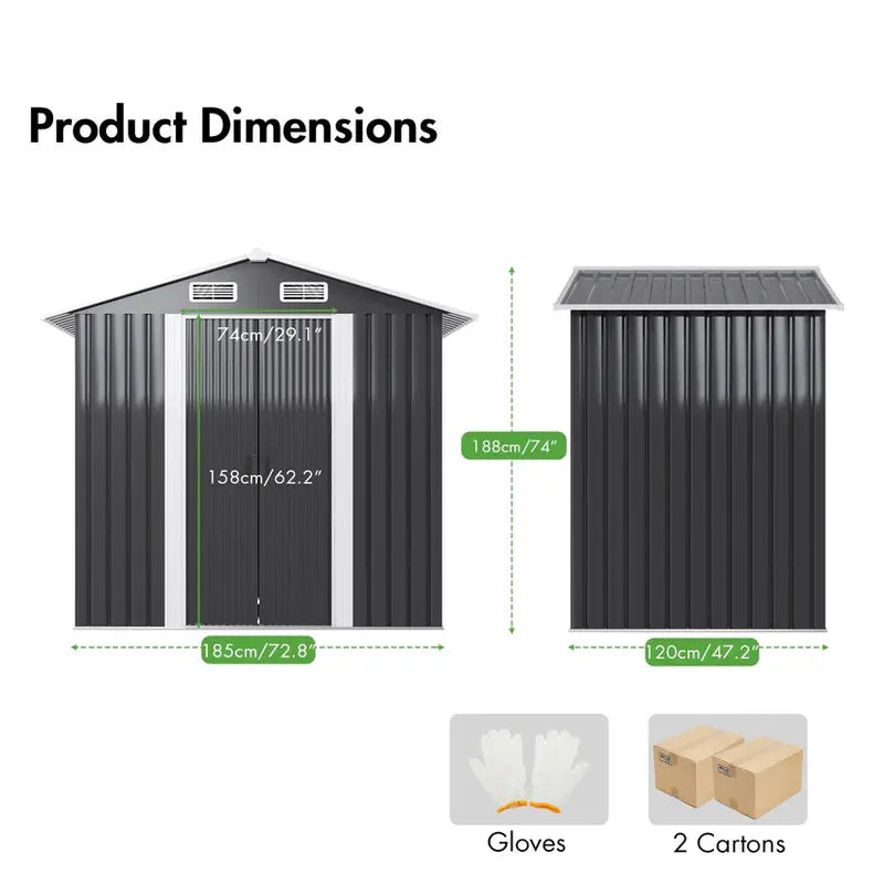 131x195x186cm Garden Storage Shed for Outdoor Use