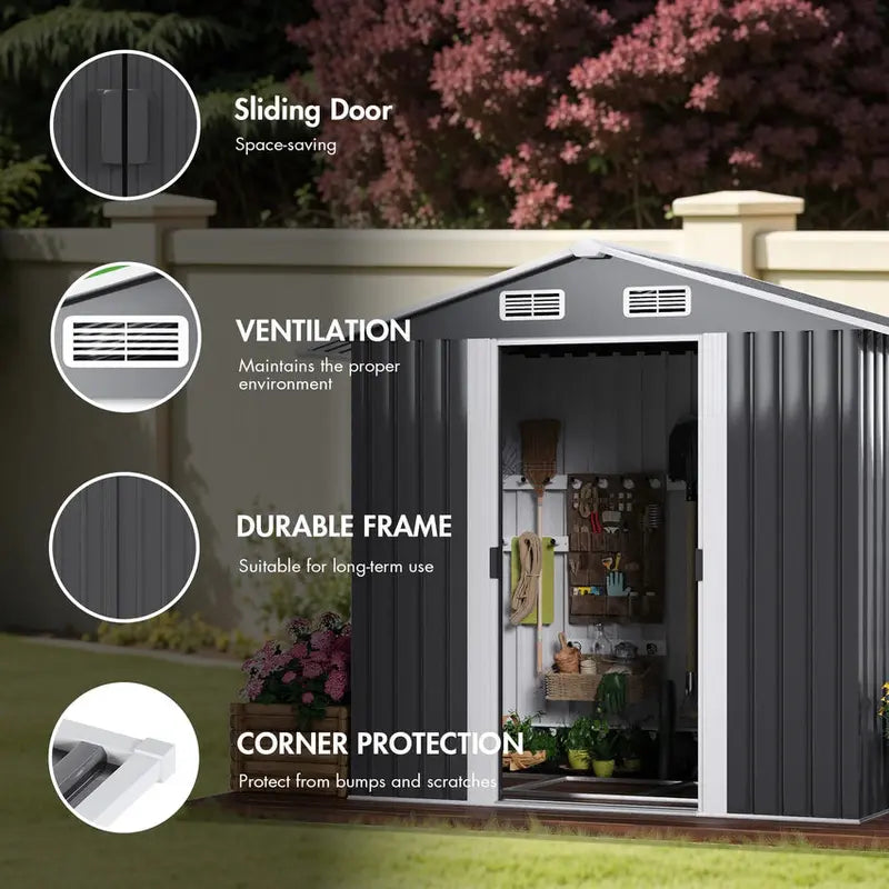 131x195x186cm Garden Storage Shed for Outdoor Use