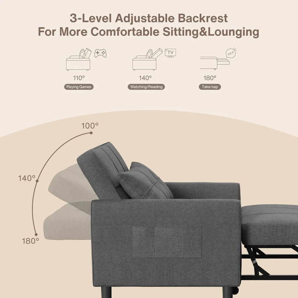 Convertible Sleeper Chair. Aiho 3 - in - 1 Convertible Sofa Bed Recliner Chair with Pull Out Couch - Dark Gray