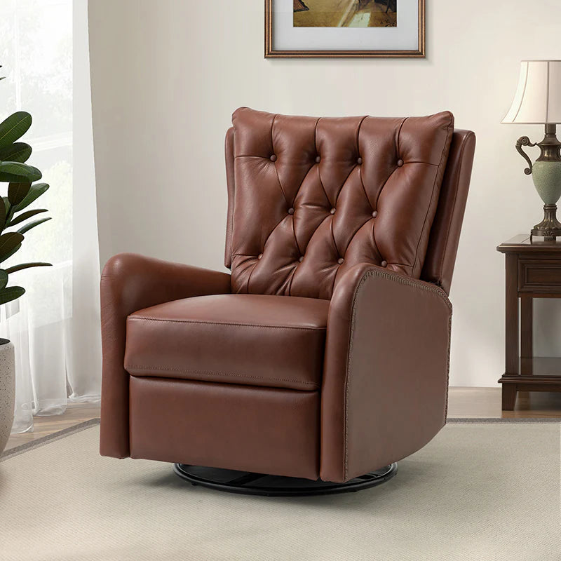 Francisco Genuine Leather Manual Swivel Recliner