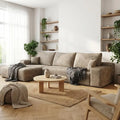 135¡å Minimalist Corduroy Sectional ¨C Compressed High-Density Foam Lounge Sofa with Anti-Slip Base