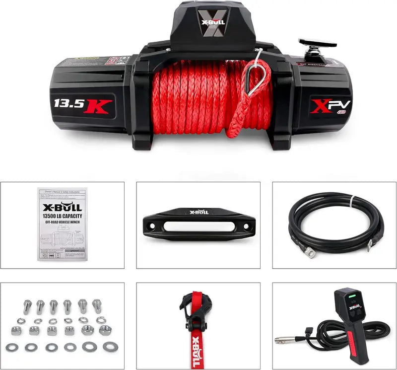 13.500-Lb Electric Winch ¨C 12V DC Off-Road Recovery Tool with Dual-Function Wireless Remote