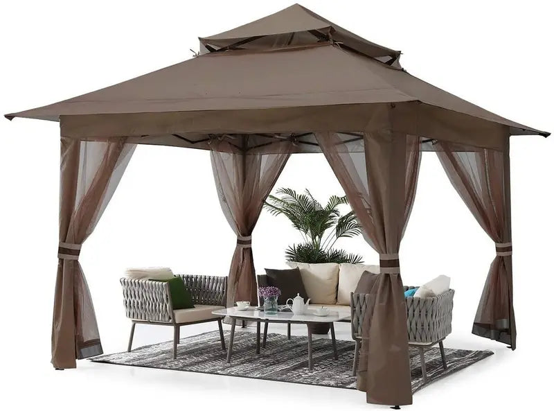 13¡Á13 Pop-Up Outdoor Gazebo with Mosquito Netting & Canopy Shelter