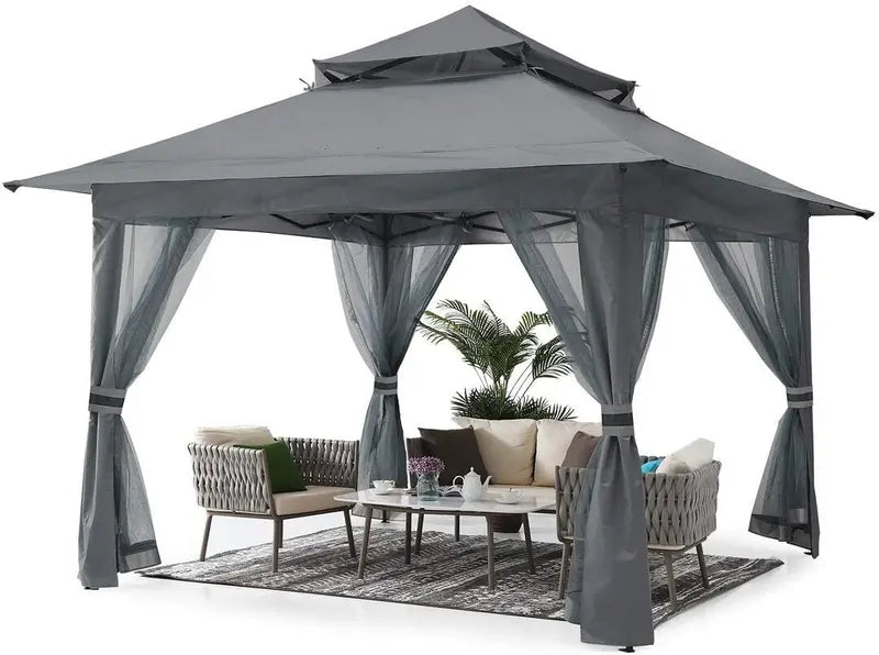 13¡Á13 Pop-Up Outdoor Gazebo with Mosquito Netting & Canopy Shelter