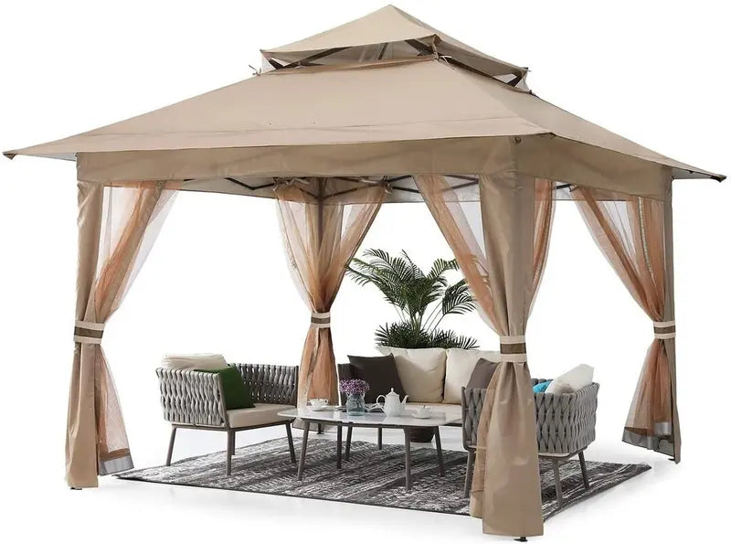 13¡Á13 Pop-Up Outdoor Gazebo with Mosquito Netting & Canopy Shelter