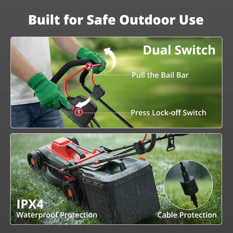 14¡å 12.5A Corded Electric Lawn Mower ¡ª 2-in-1 Mulching & Side Discharge
