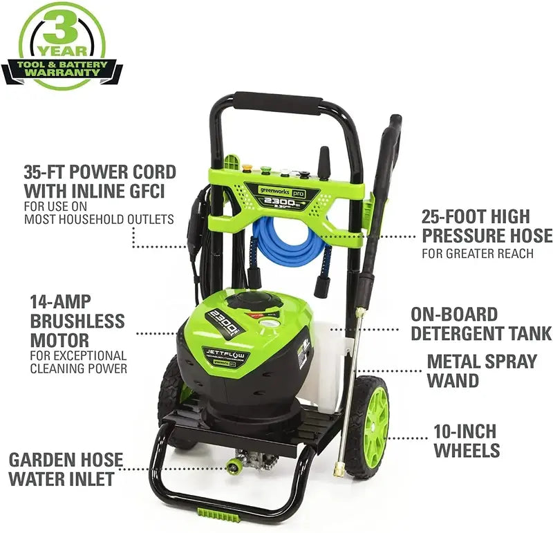 14-Amp Brushless Pressure Washer ¡ª 2300 PSI. 2.3 GPM High-Efficiency Cleaning