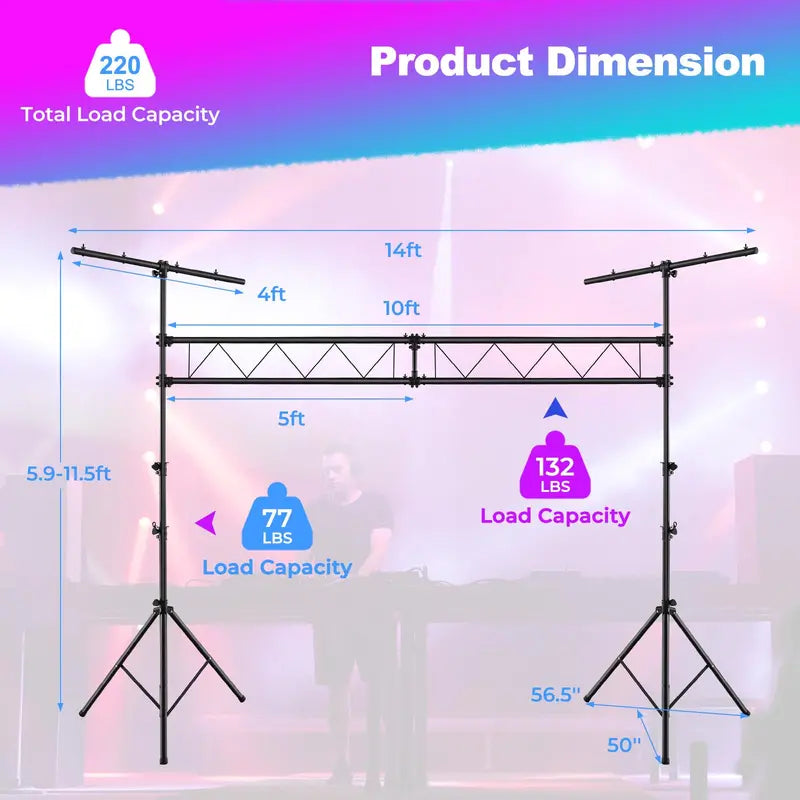 14-Foot DJ Light Truss System ¡ª 32-Channel Lighting Rig with 220-LB Load Capacity