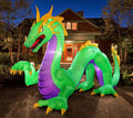 14-Foot Giant Inflatable Dragon Decoration ¨C Outdoor Halloween Display with Ground Stakes &amp; LED Lights