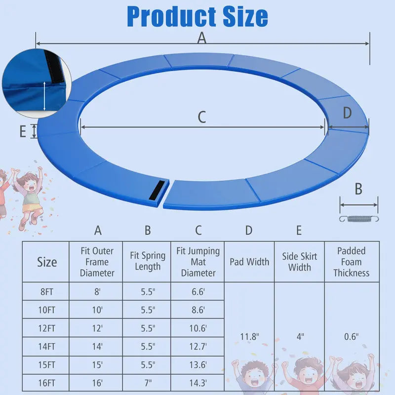 14-Foot Universal Round Trampoline Safety Pad ¨C Waterproof Protective Cover