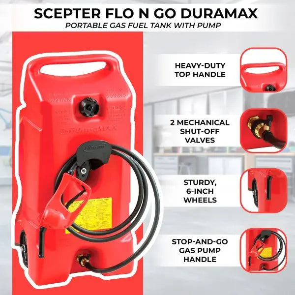 14-Gallon Portable Gas Fuel Tank with Built-In Pump ¡ª 2-Pack (Red)