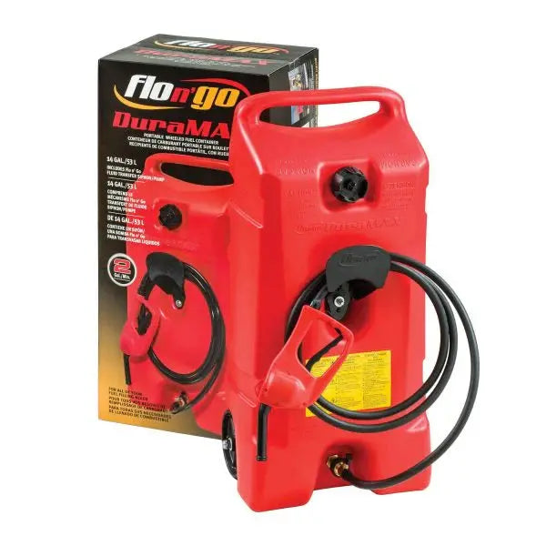 14-Gallon Portable Gas Fuel Tank with Integrated Pump ¨C 2-Pack. Red Safety-Color Design