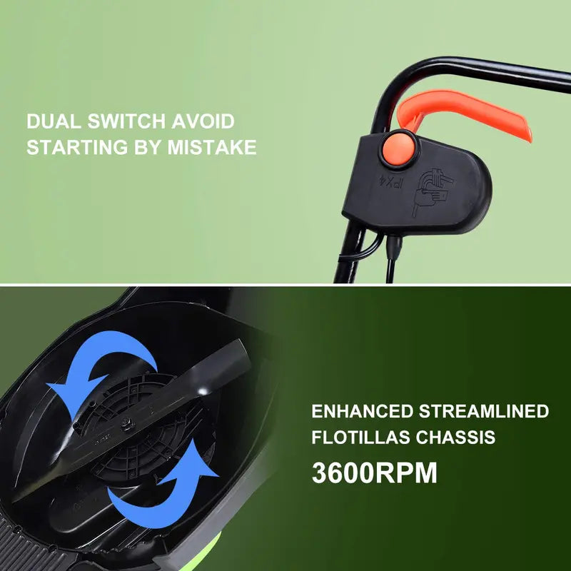 14-Inch Corded Electric Lawn Mower ¨C 12-Amp Push Mower with Grass Bag & Foldable Handle
